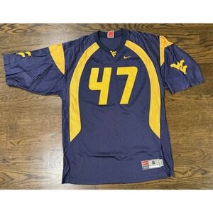 NIKE WVU WEST VIRGINIA MOUNTAINEERS FOOTBALL JERSEY BLUE MENS SMALL